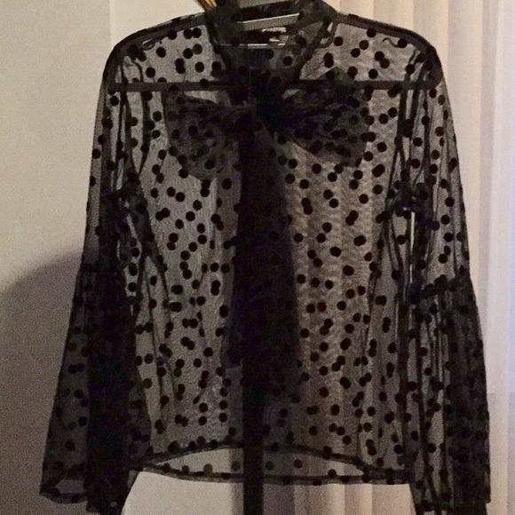 Tops - Sheer polka dot blouse NWOT